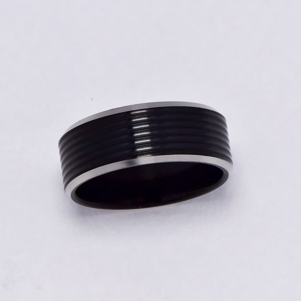 Stainless steel two toned multi groove band - SSYR5298