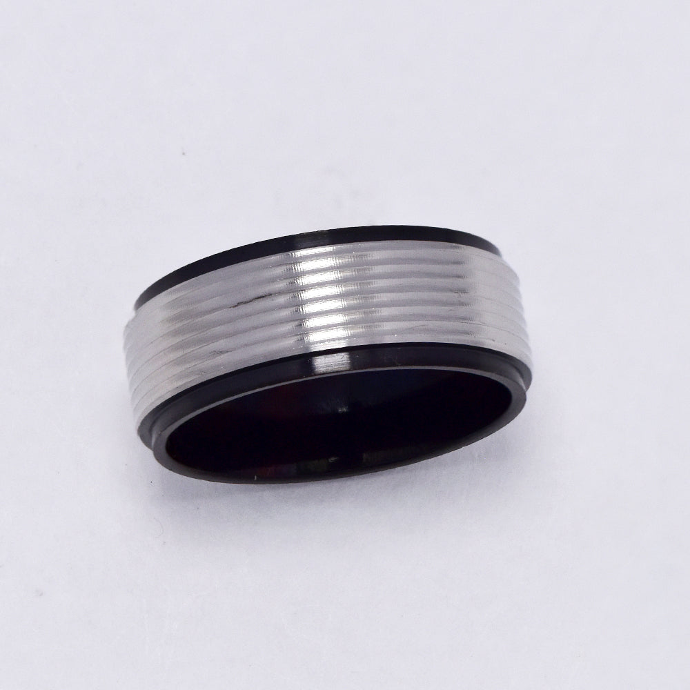 Stainless steel two toned multi groove band - SSYR5298