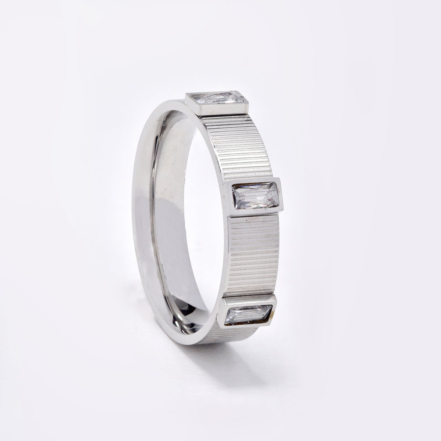 Steel cz band ring - SSYR5644