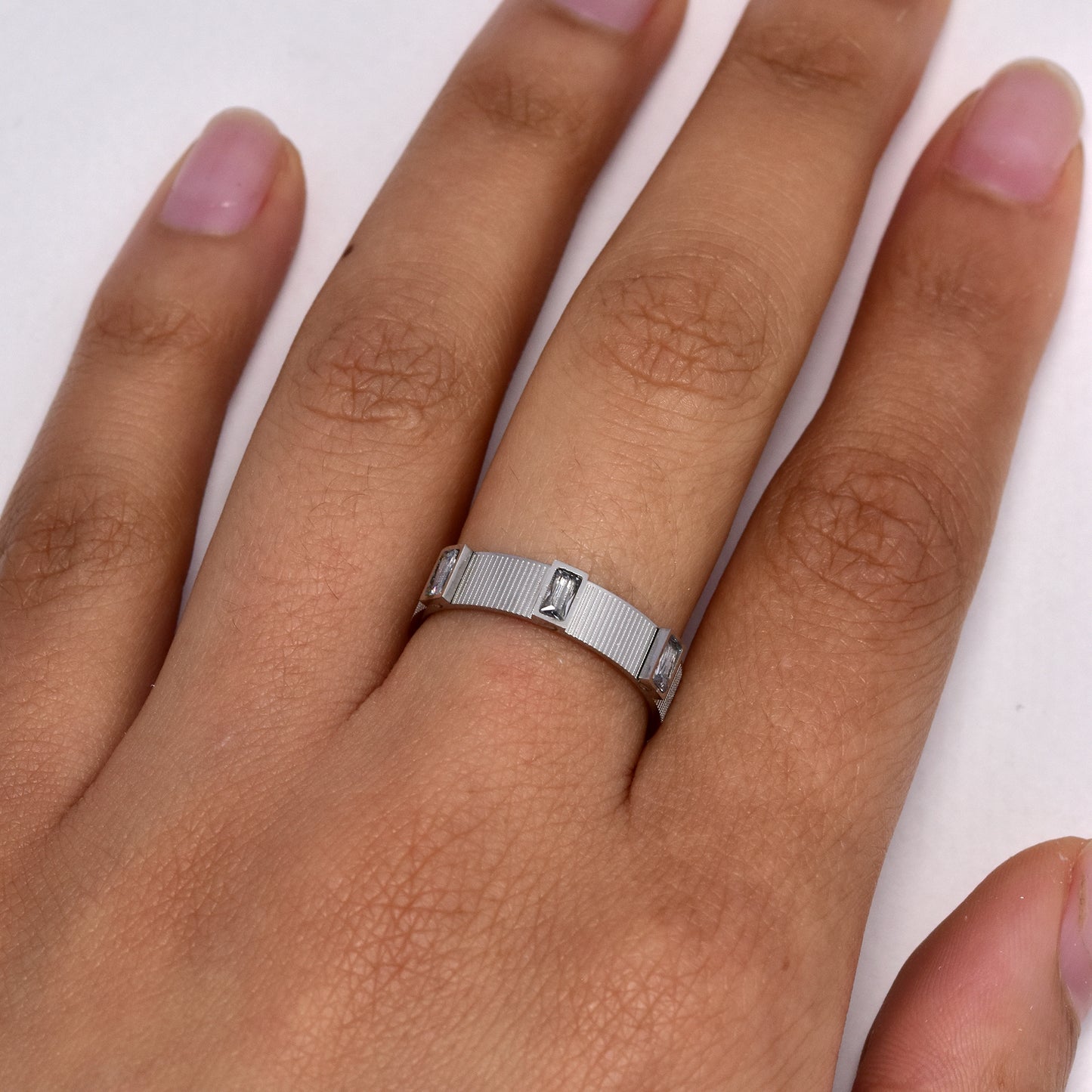 Steel cz band ring - SSYR5644