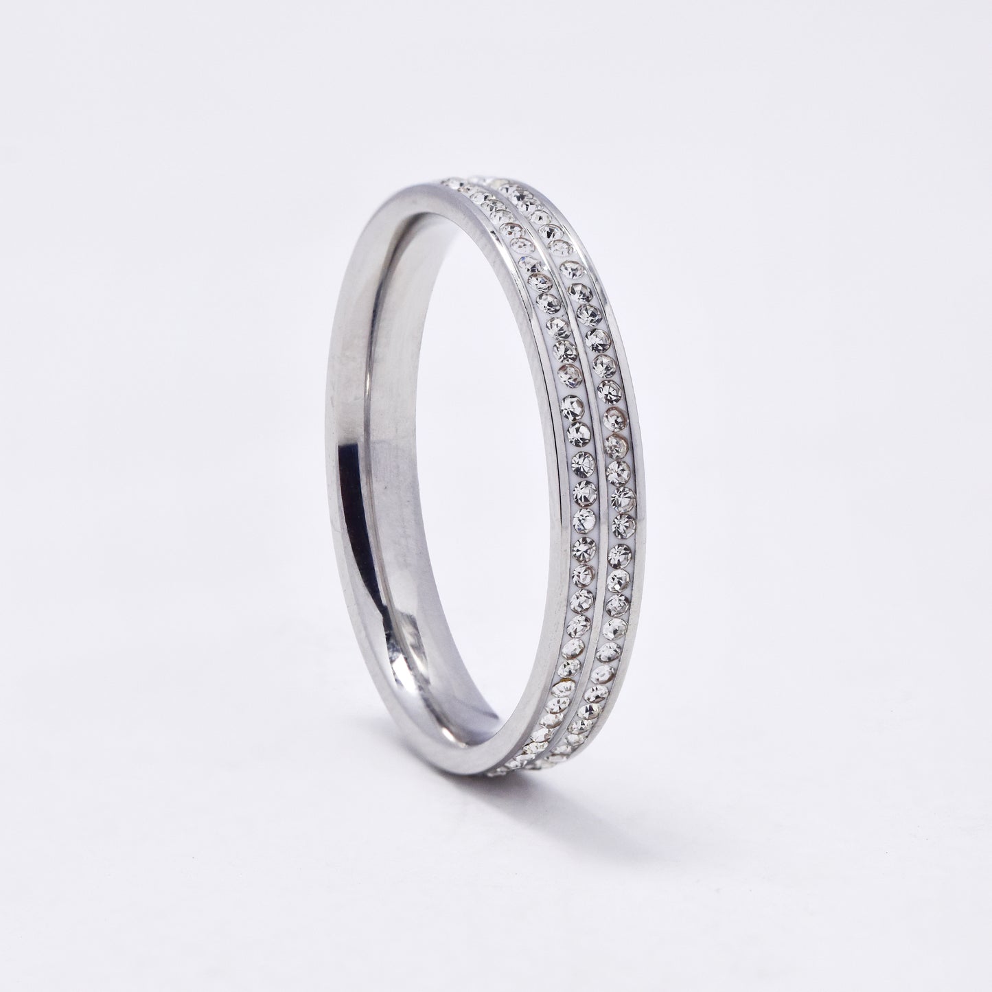SSYR6050 - St Steel 2 row CZ ring