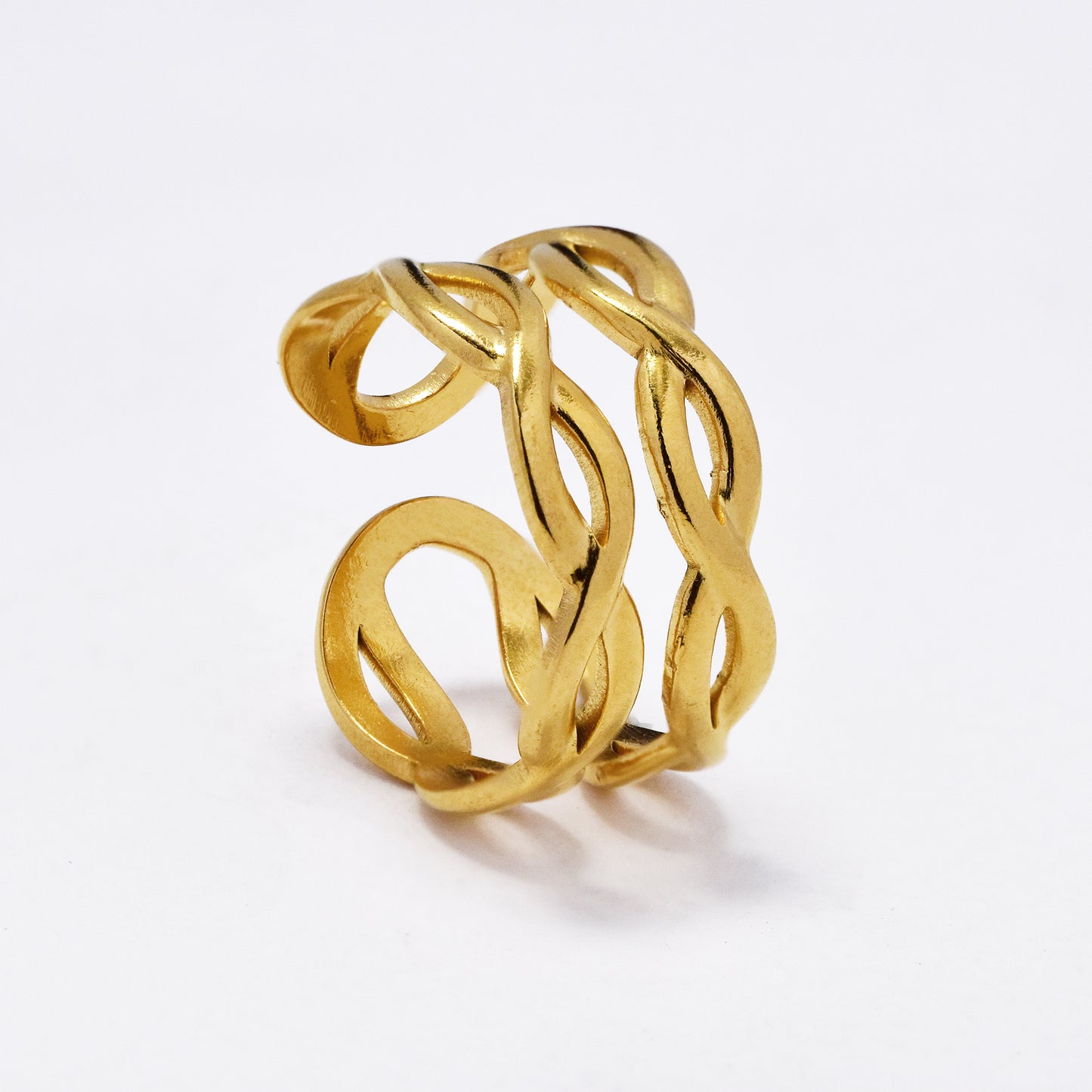 SSYR6239 - St Steel twisty open size ring