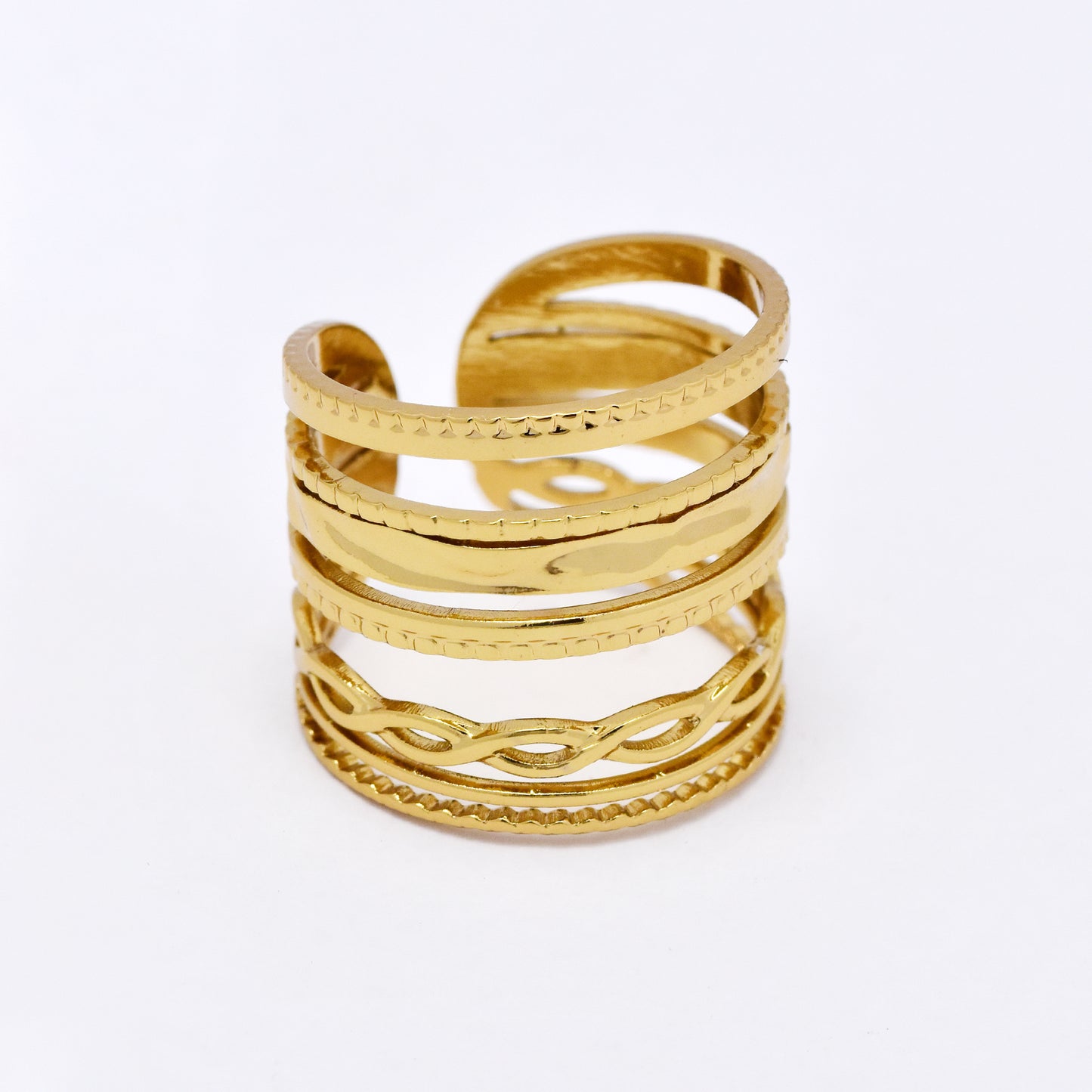 SSYR6111 - St Steel multi strand open size ring