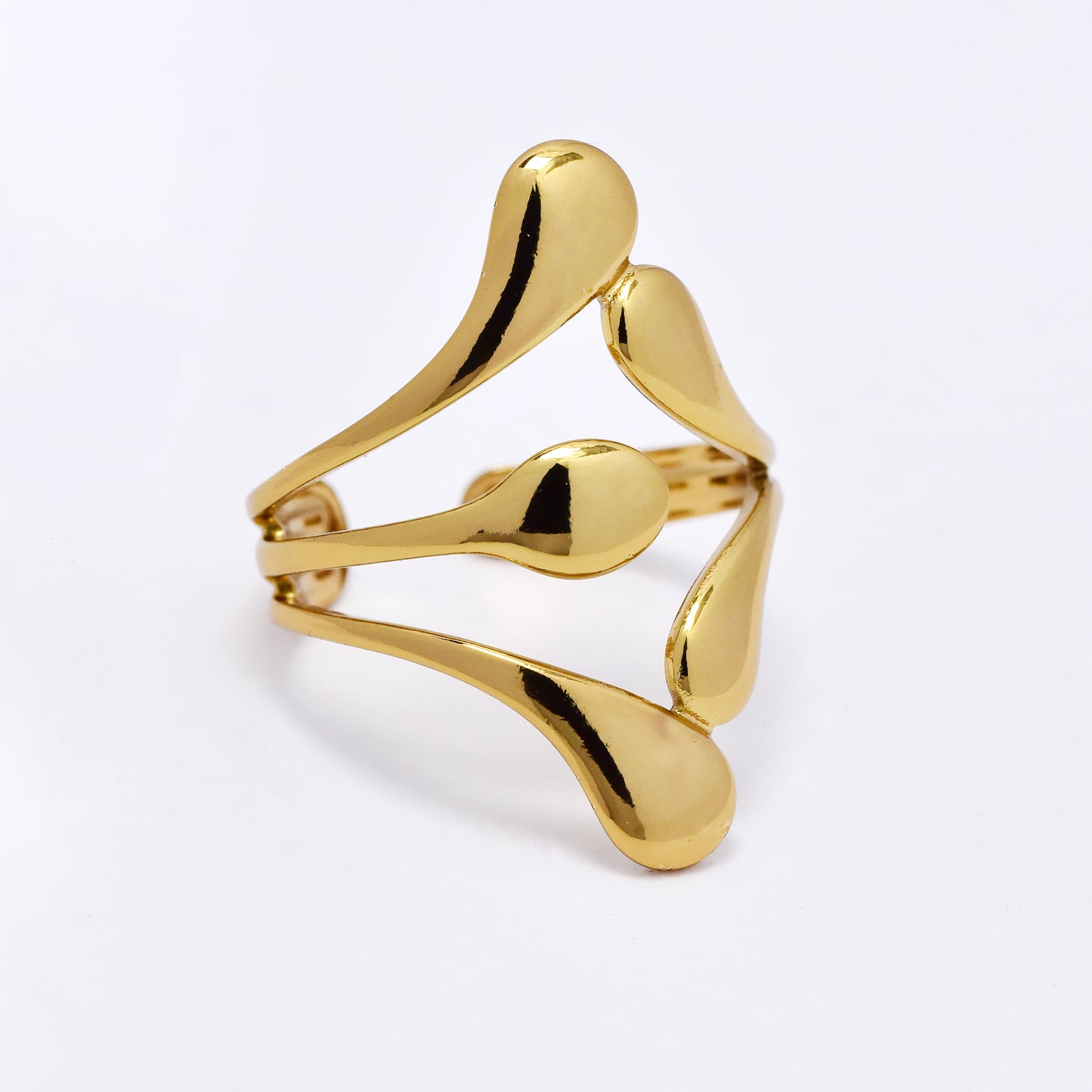 SSYR6114 - St Steel droplets open size ring