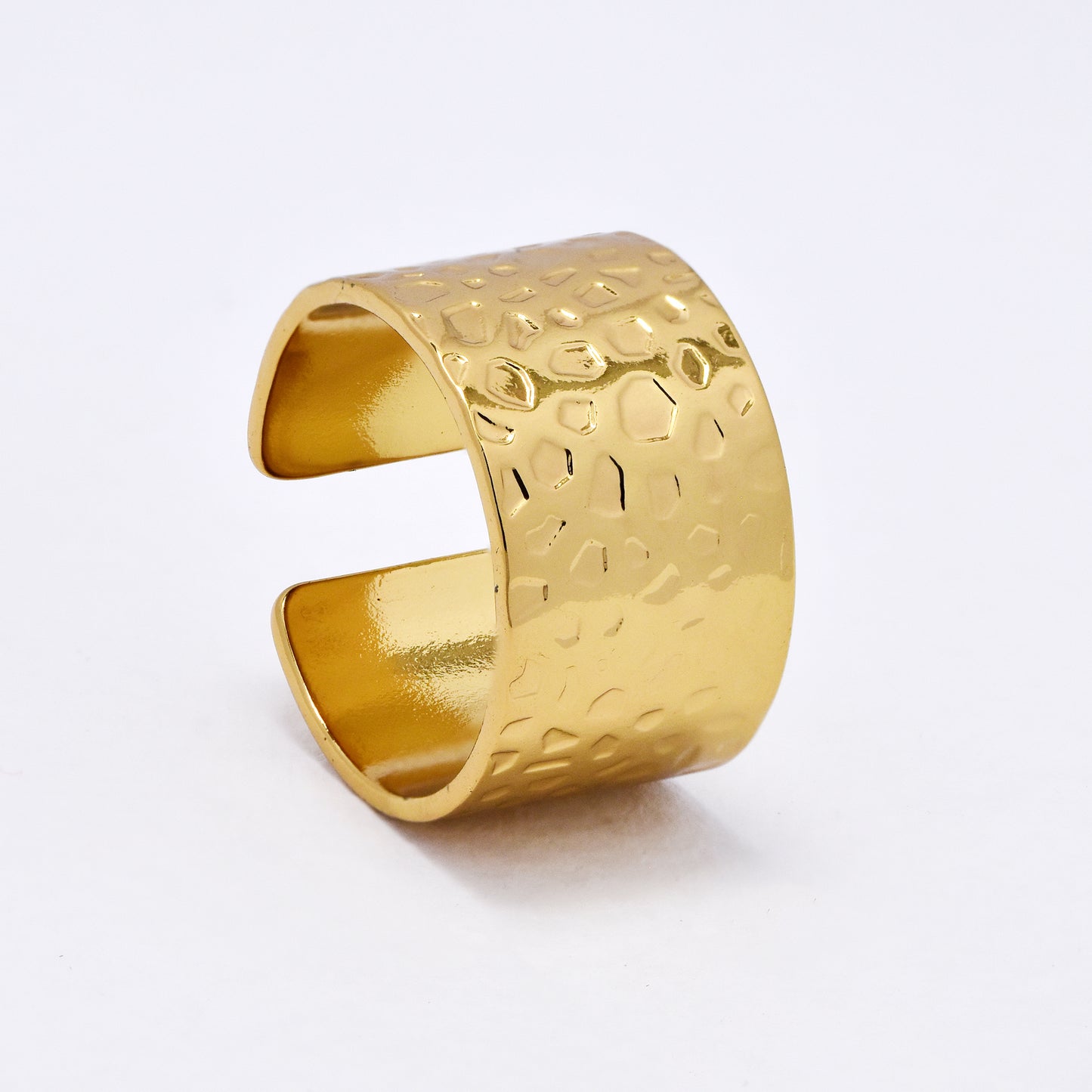 SSYR6121 - St Steel textured open size ring