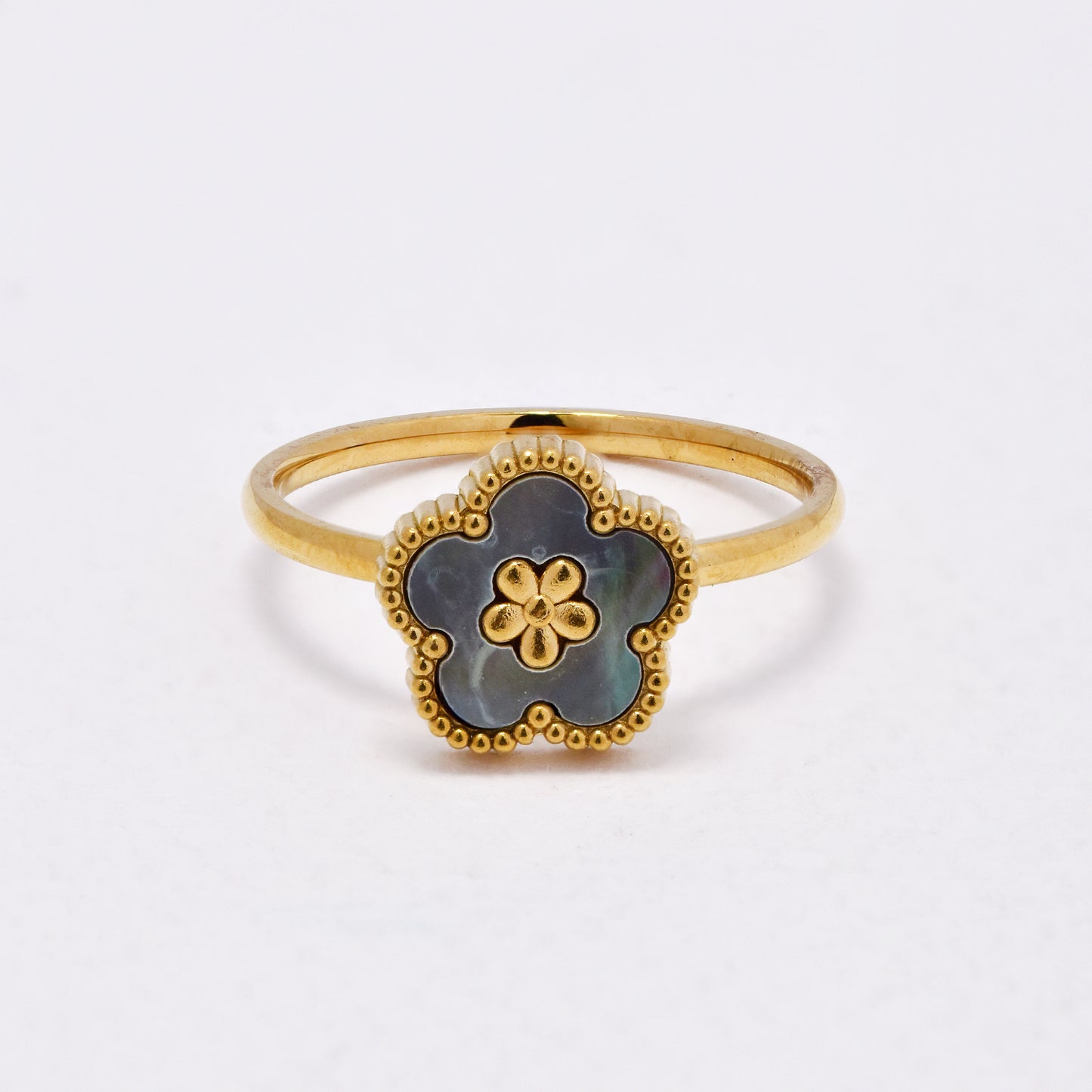SSYR6611 - St Steel flower ring