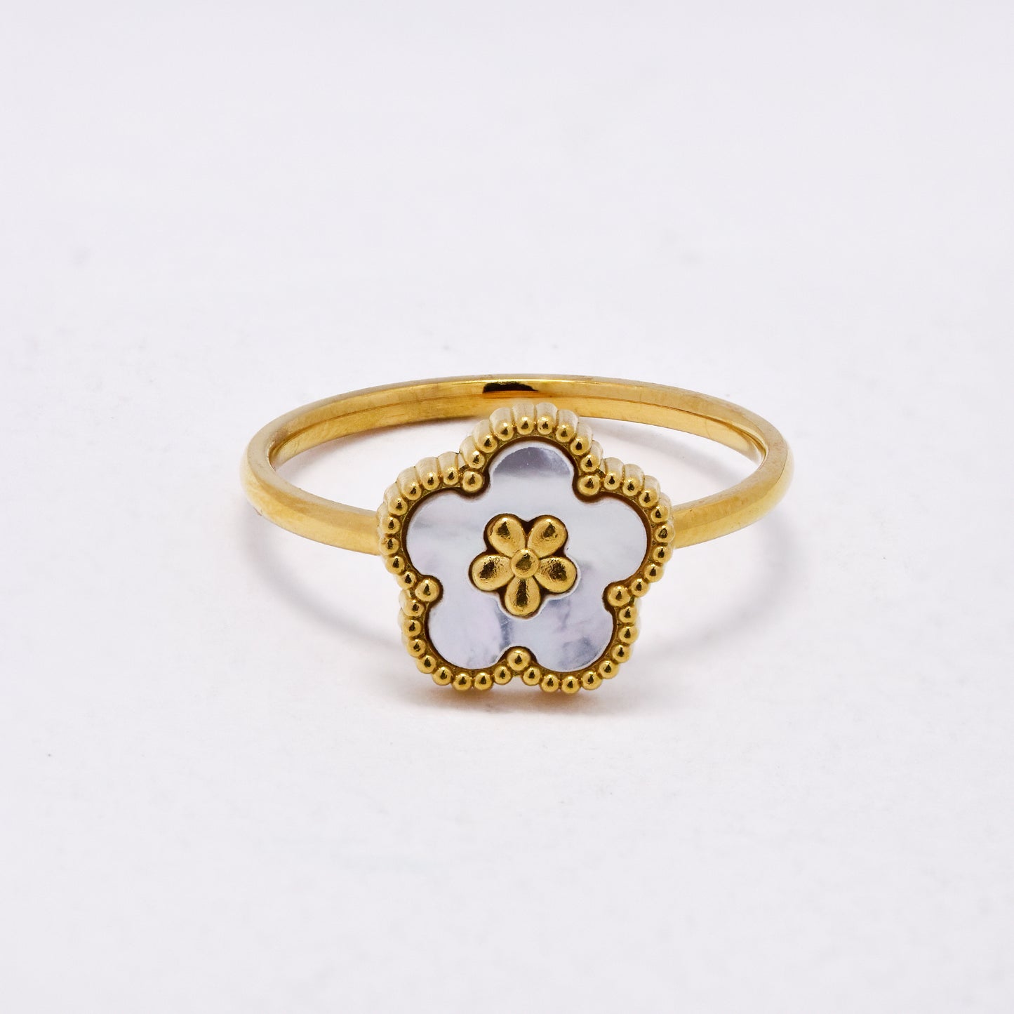 SSYR6611 - St Steel flower ring