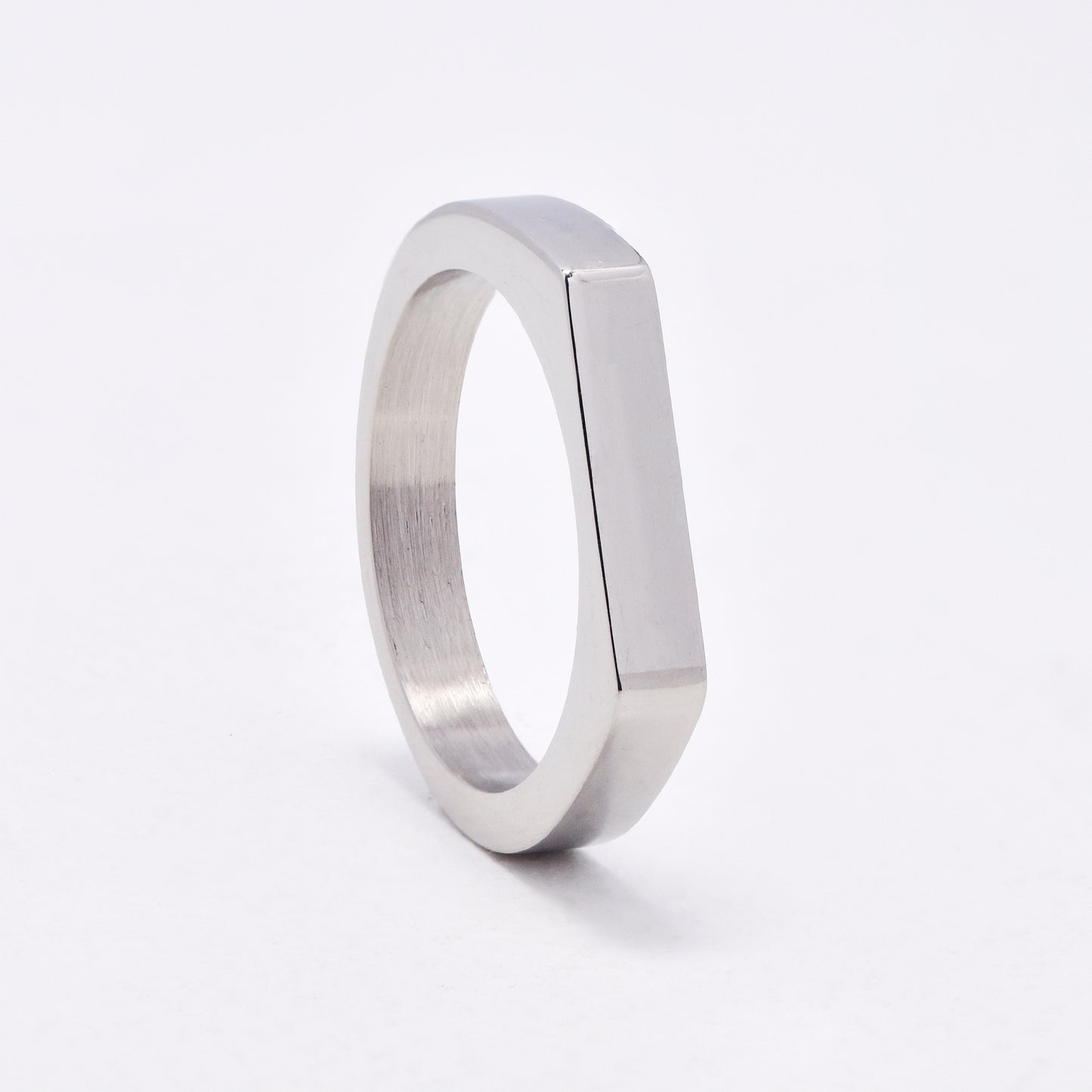 SSYR6619 - St Steel 4mm flat signet ring