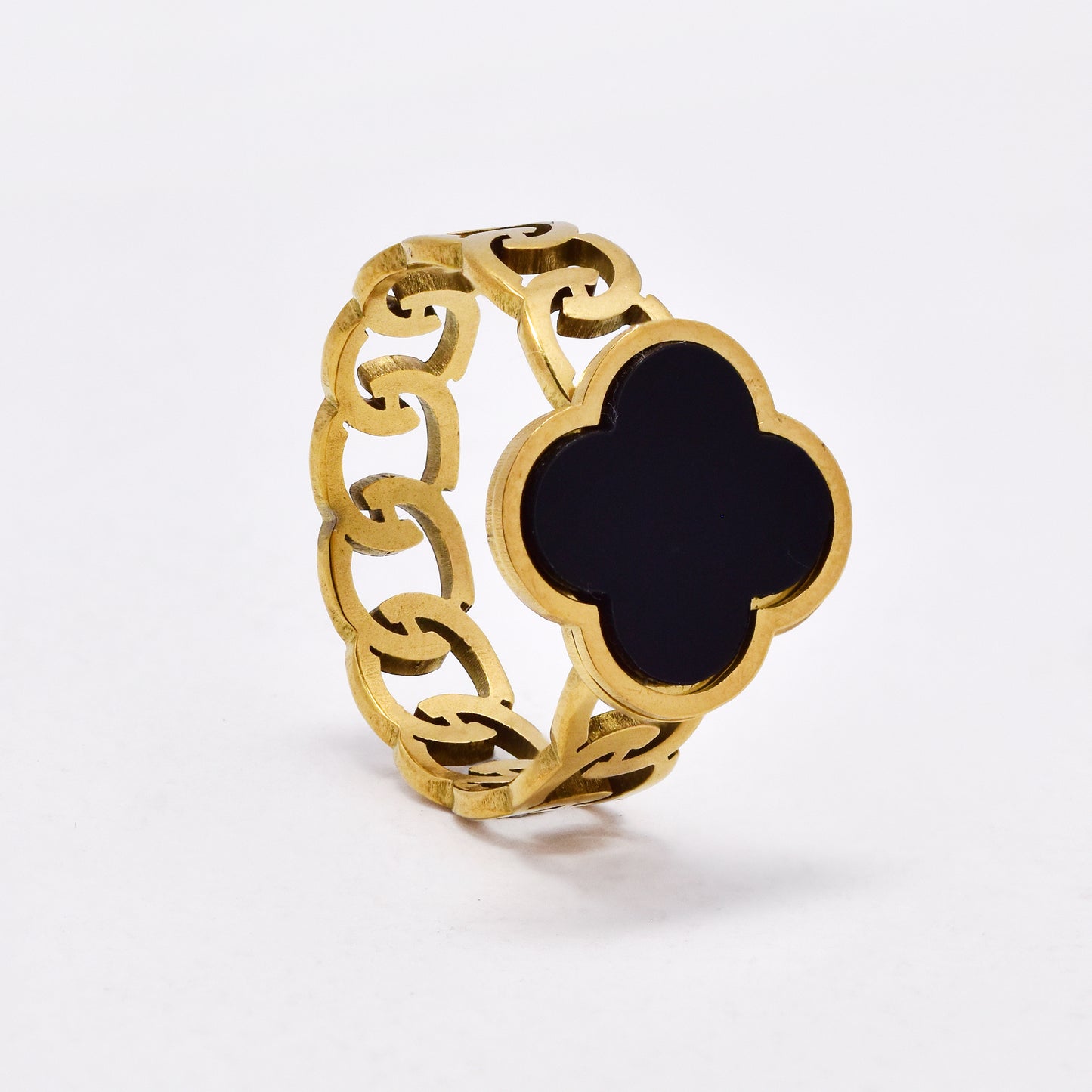 SSYR6622 - St Steel 6mm four-leaf clover ring