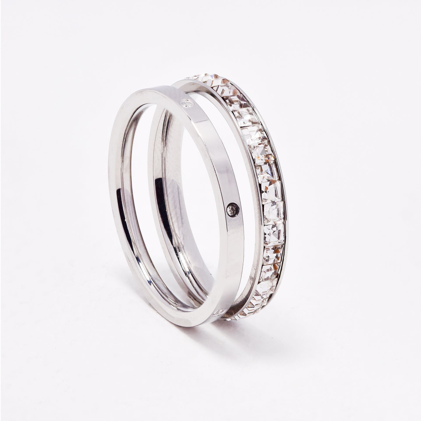 SSYR6912 - Steel two piece CZ ring set