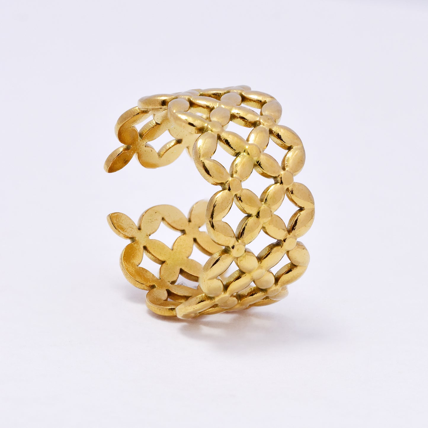 SSYR7064 - Steel 12mm flower lattice open ring