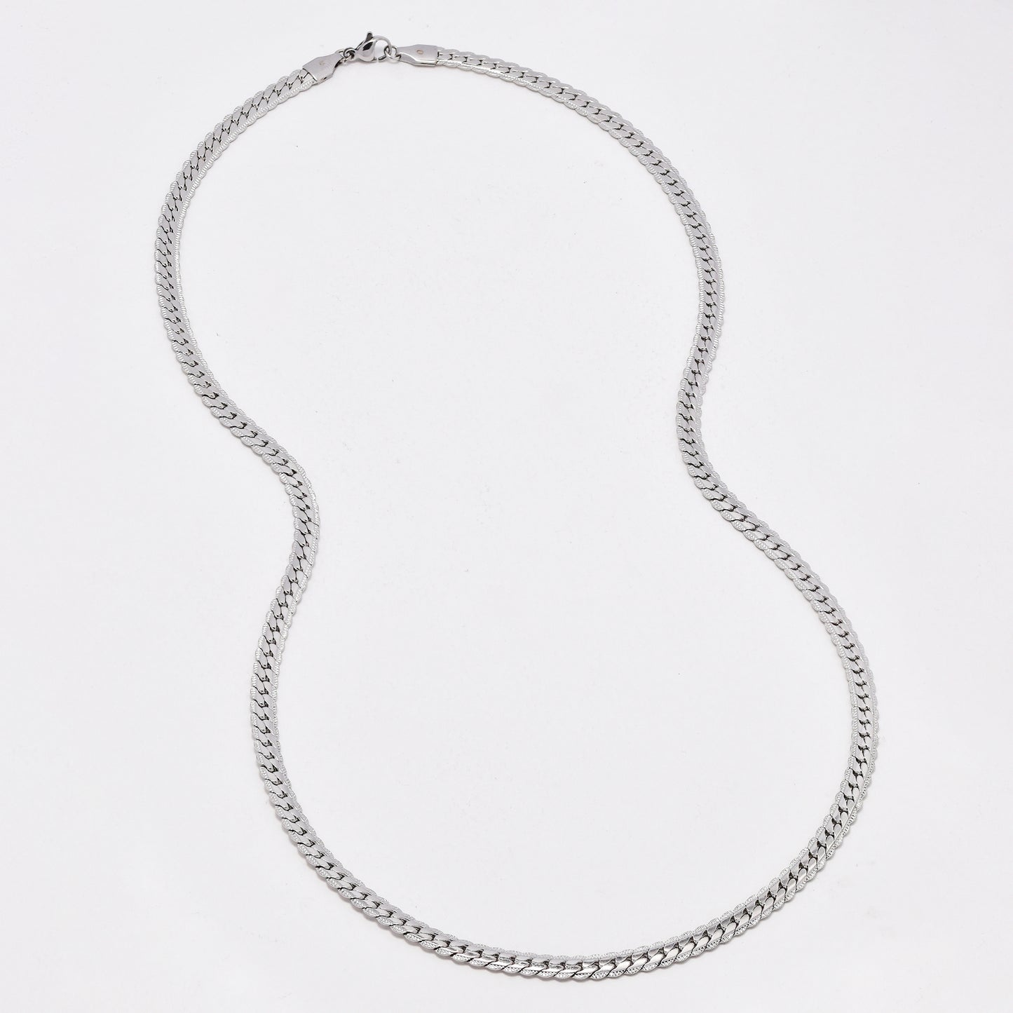 SSYST6491 - St Steel 60cm & 17.5cm x 5mm etched curb necklace & bracelet set