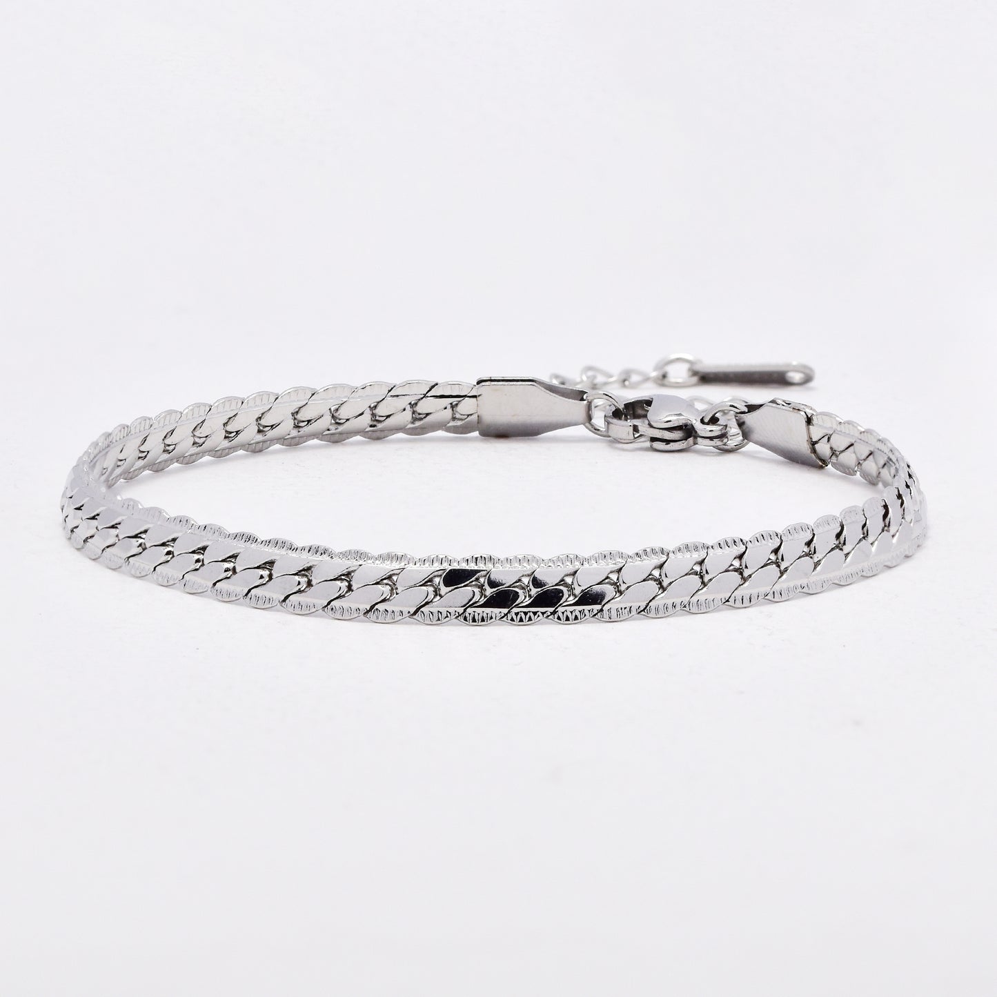 SSYST6491 - St Steel 60cm & 17.5cm x 5mm etched curb necklace & bracelet set