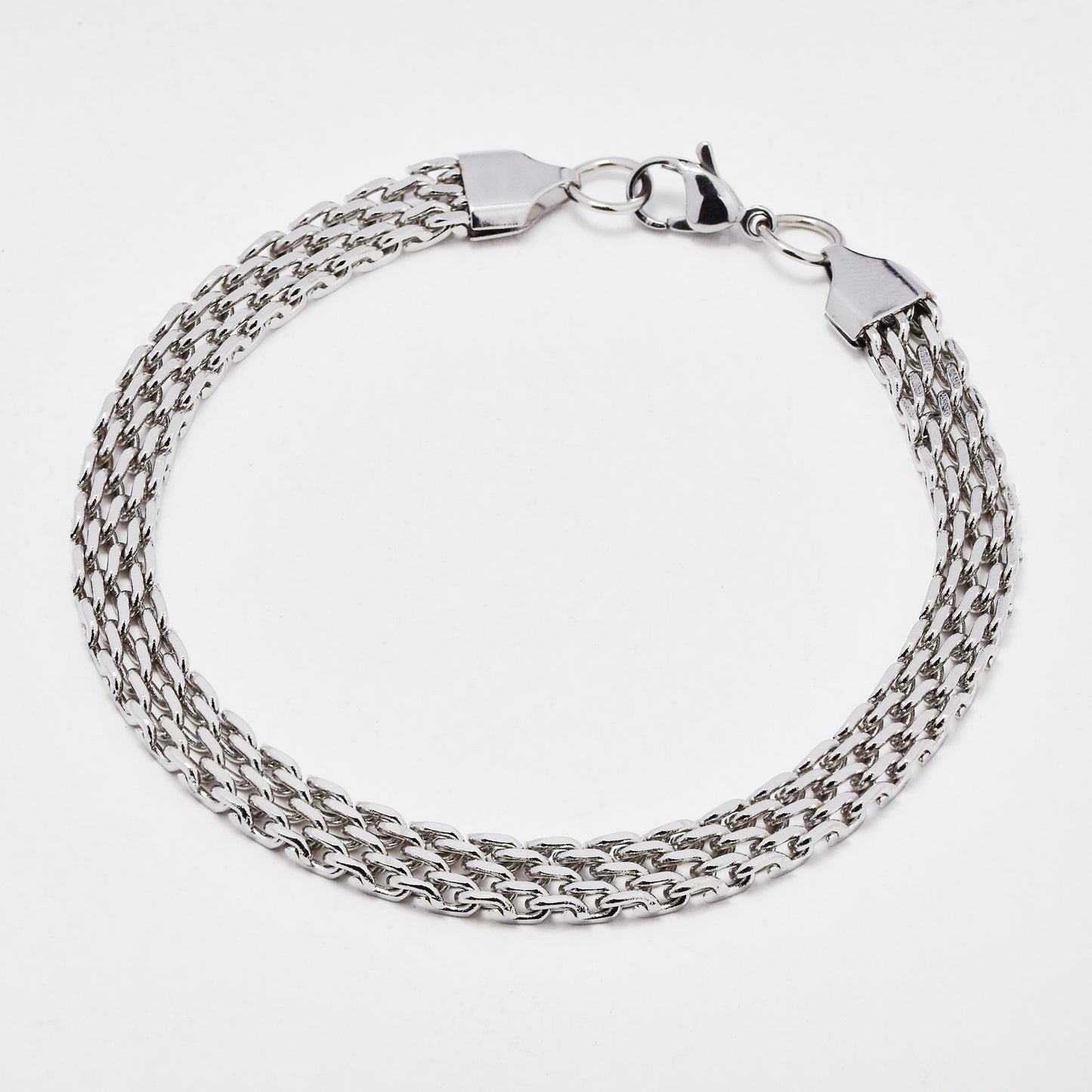 SSYST6498 - St Steel 60cm & 19.5cm x 7mm mesh necklace & bracelet set
