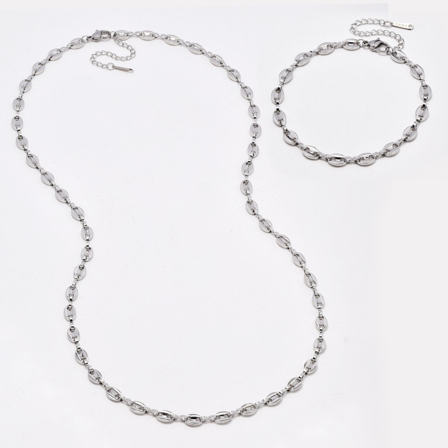 SSYST6500 - St Steel 60cm +5cm & 20cm + 5cm x 4mm gucci necklace & bracelet set