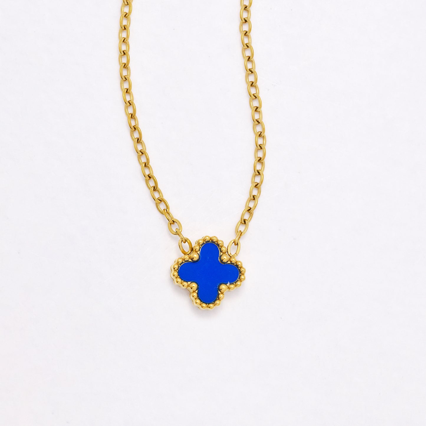 SSYST6559 - St Steel 40cm + 5cm small four-leaf clover necklace & earring set