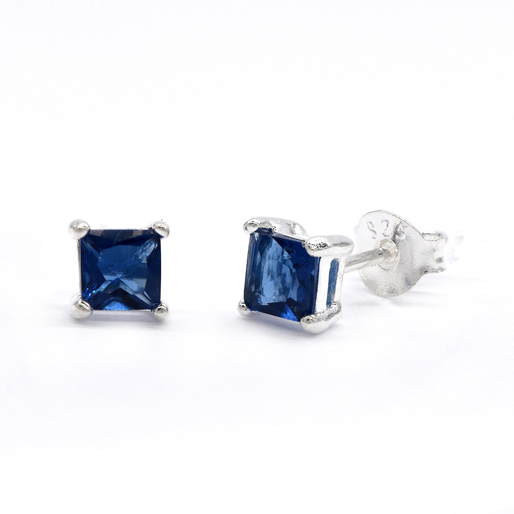 925 silver 4mm square colour cubic zirconia stud earring - STUD4SQ