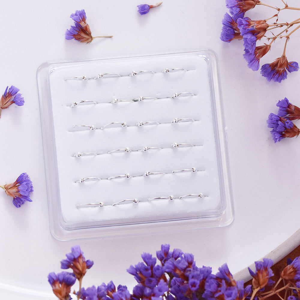 24 Piece 925 silver nose ring with ball - SYNS4737