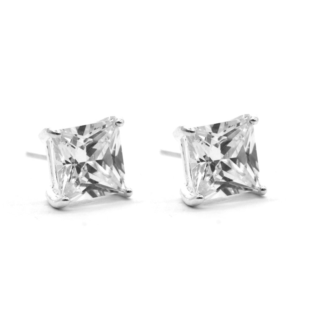 925 Silver 8mm square cubic zirconia stud earring - STUD8SQ