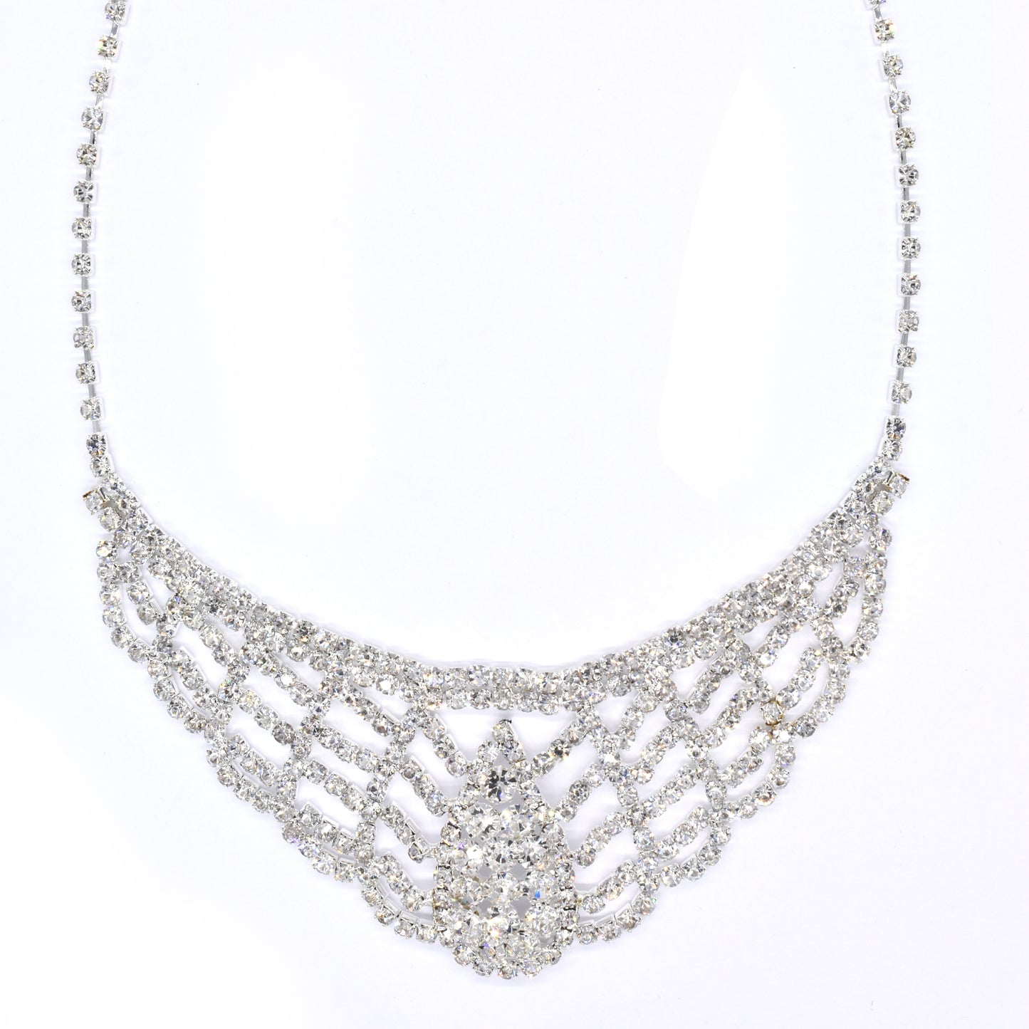 Fashion statement crystal webbed necklace - ABN1208