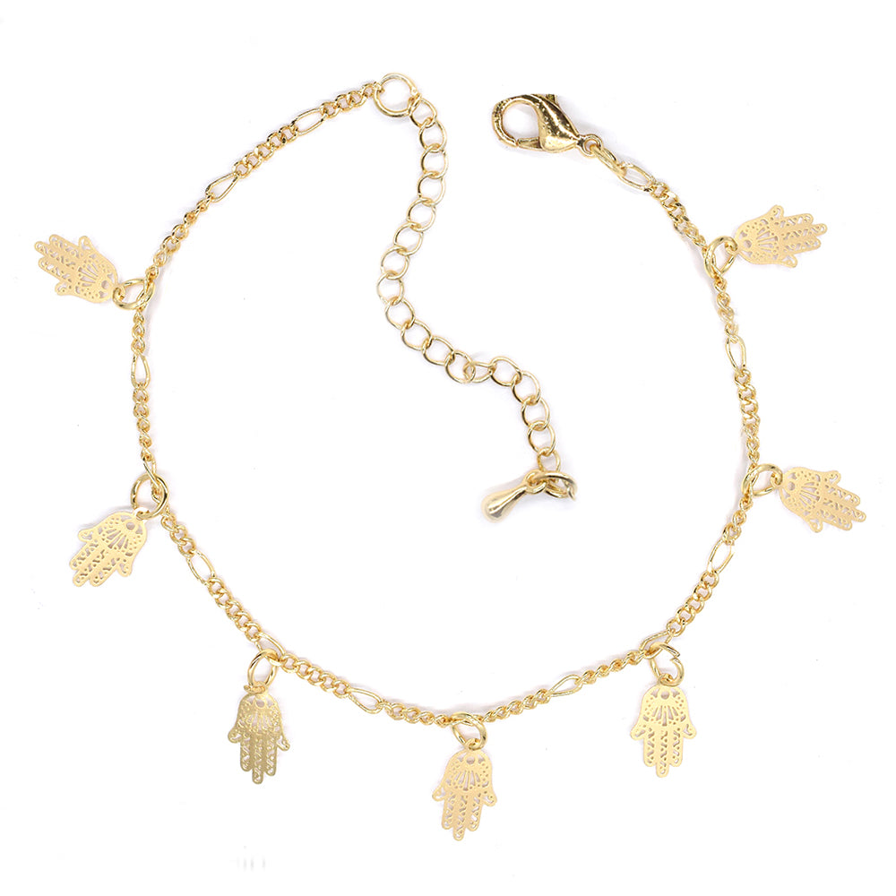 Fashion gold Hamsa charm anklet- VA9679