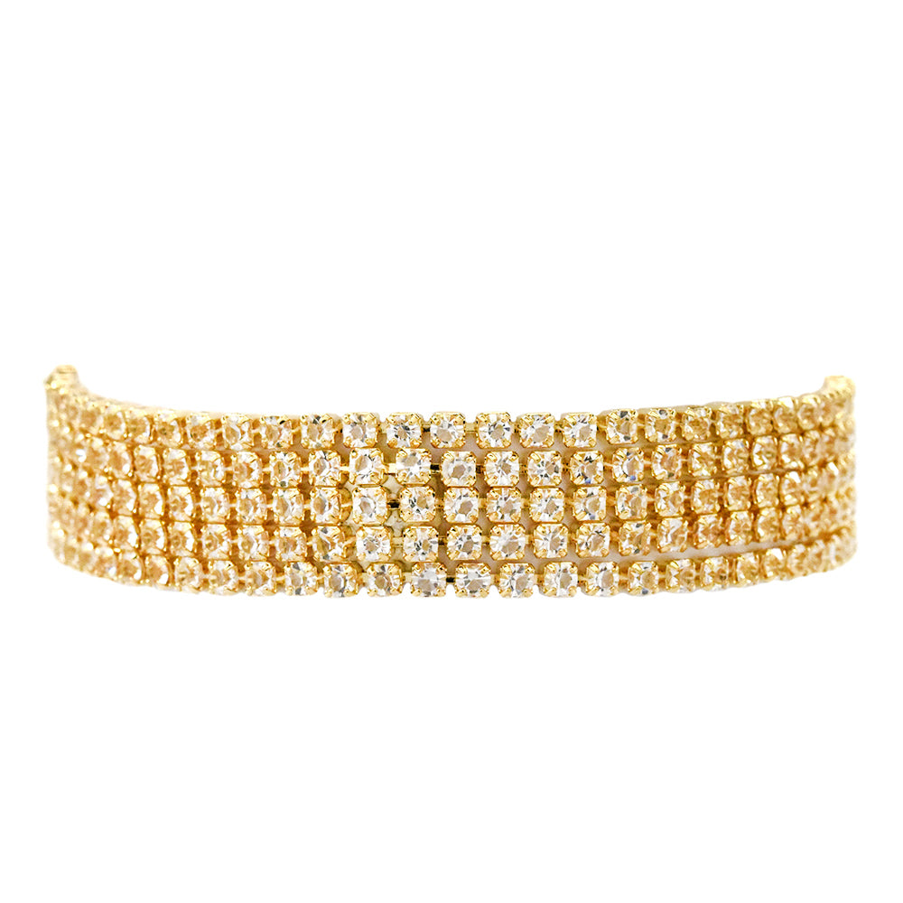 Fashion 5 strand gold crystal glamour bracelet - VB2012