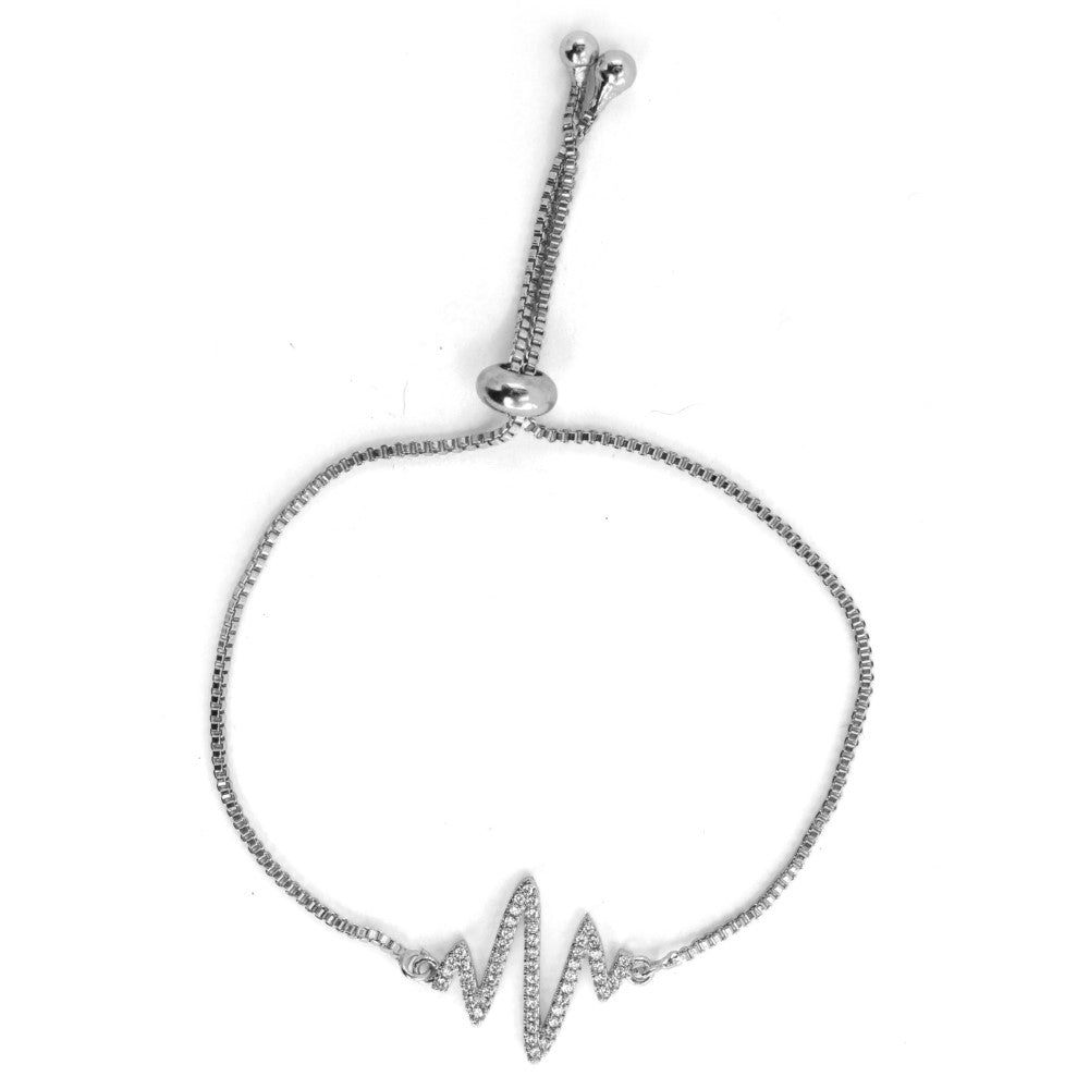 Premium fashion cubic zirconia lifeline slide adjustable bracelet