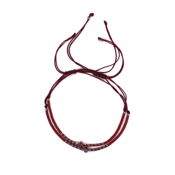 2 Pack fashion maroon beaded adjustable bracelet - VB9140B