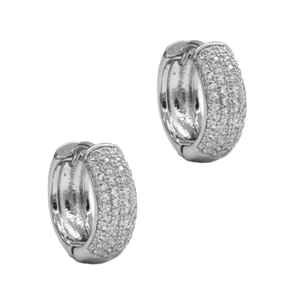 Premium cubic zirconia 15mm multi row huggie earring