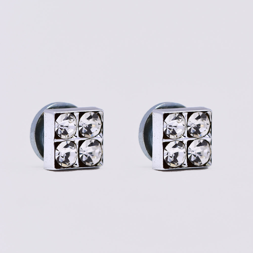 VE64 - Brass crystal diamond shaped stud earrings