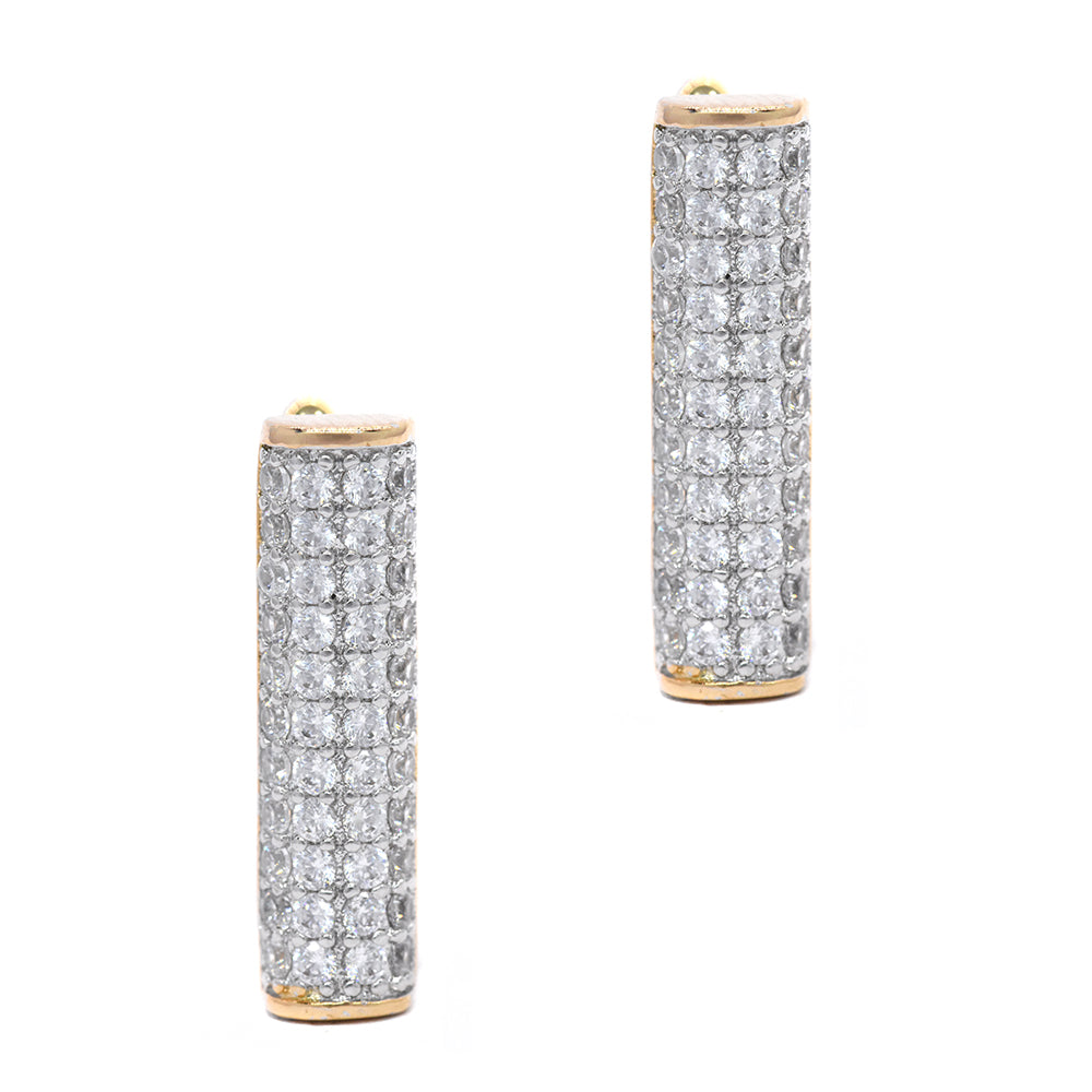 Premium cubic Zirconia encrusted mixed plated bar earring