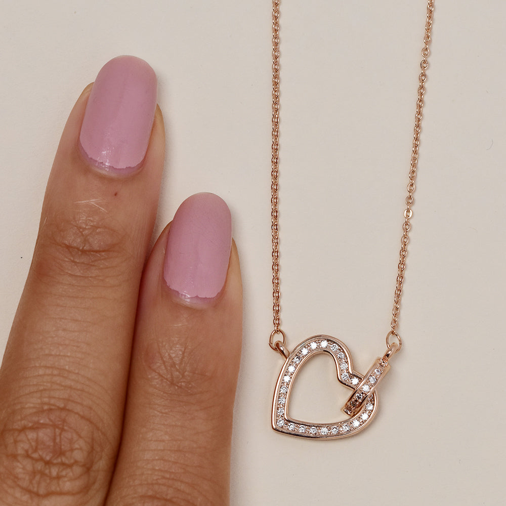Premium rose gold plated cubic zirconia heart necklace