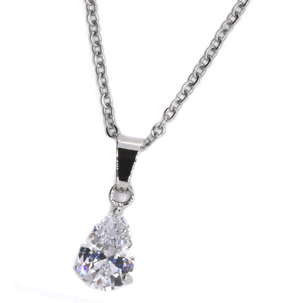 Premium cubic zirconia teardrop pendant necklace