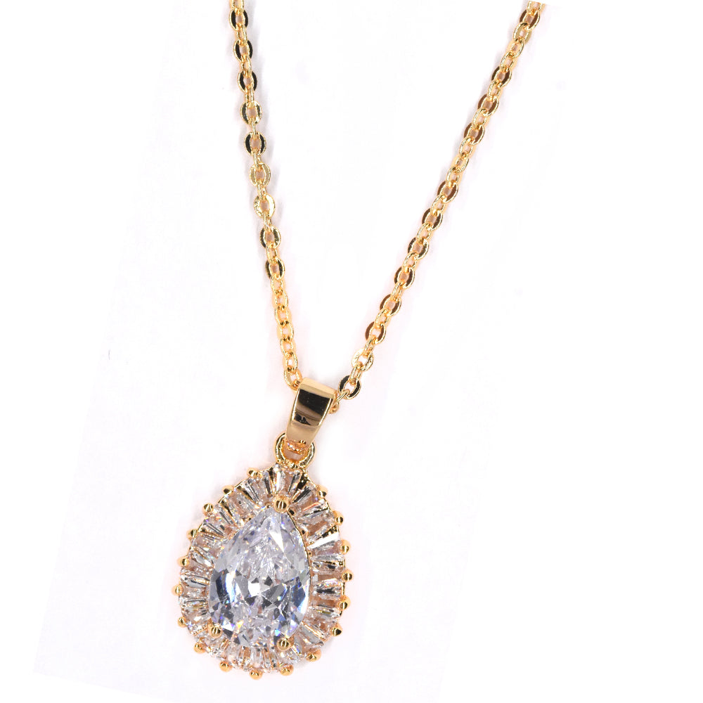 Premium plated teardrop cubic zirconia necklace- VN8190