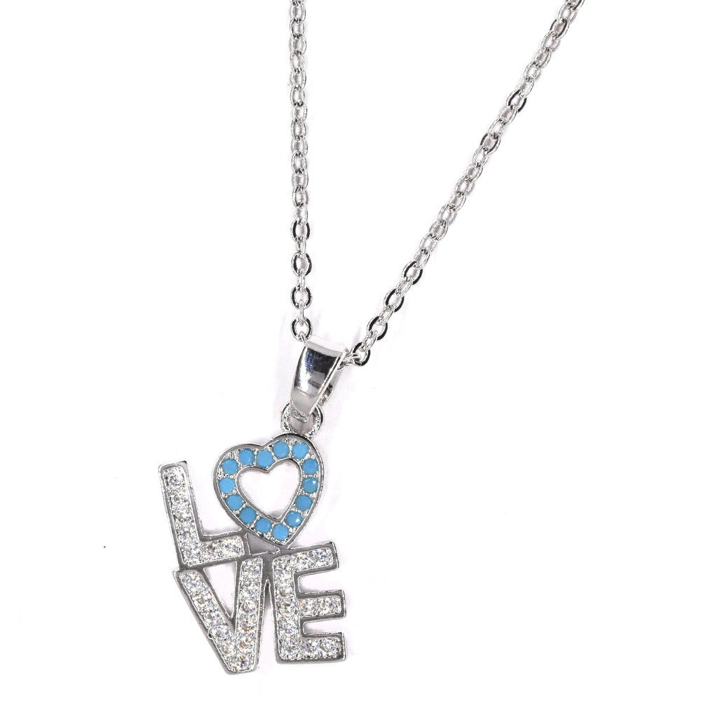 Premium plated 'love' cubic zirconia pendnant necklace