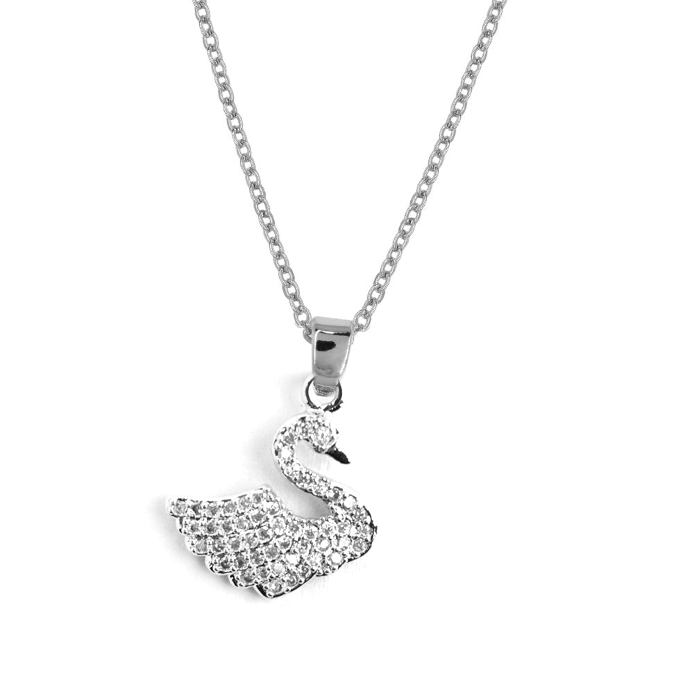 VP2118 - Brass cubic zirconia swan necklace