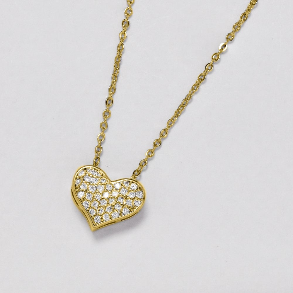 VP2129 - Brass cubic zirconia heart pendant