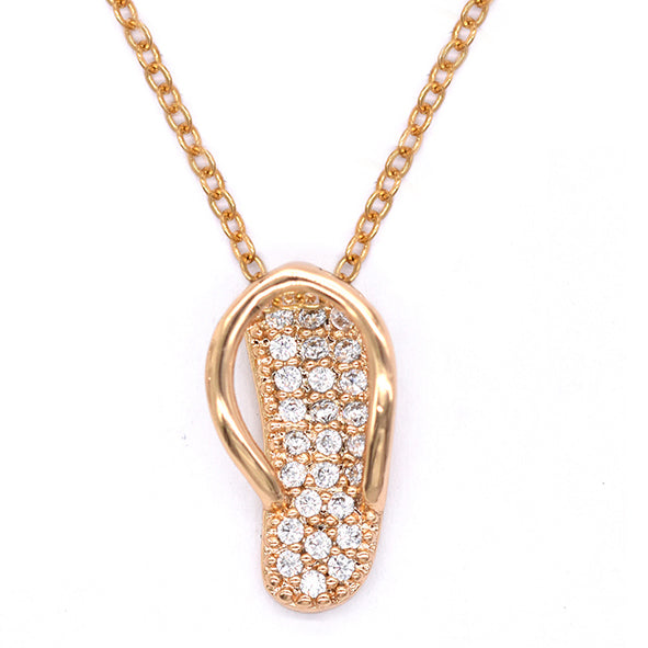 Premium gold plated cubic zirconia flip flop pendant