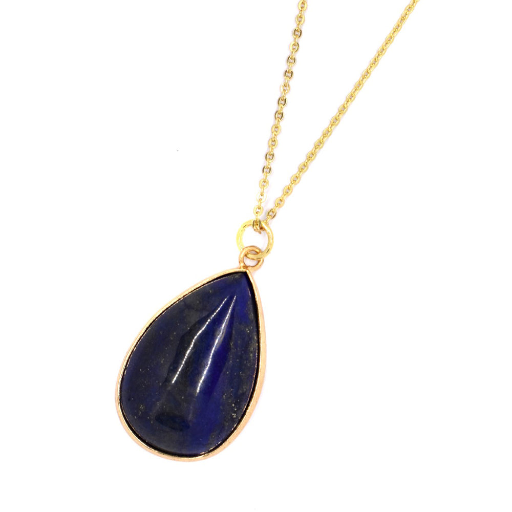 Fashion gold plated teardrop gemstone stone necklace - VP331