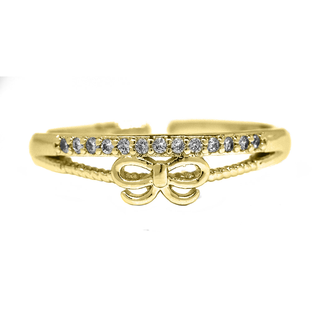 VR8340 - Brass cubic zirconia bow open band ring