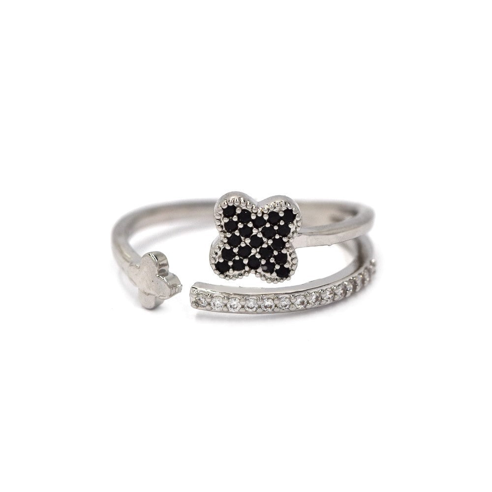 Premium cubic zirconia 4 leaf clover ring