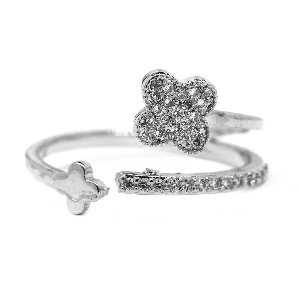 Premium cubic zirconia 4 leaf clover ring
