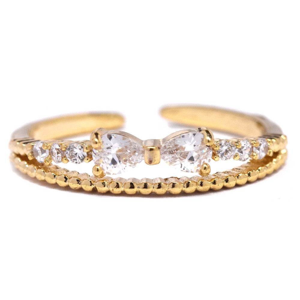 Premium cubic Zirconia bow and ball ring