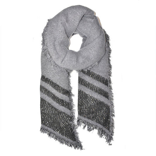 Colour sequence stripe tassel edge scarf