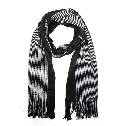 Linear scarf with tassels in the same colours.