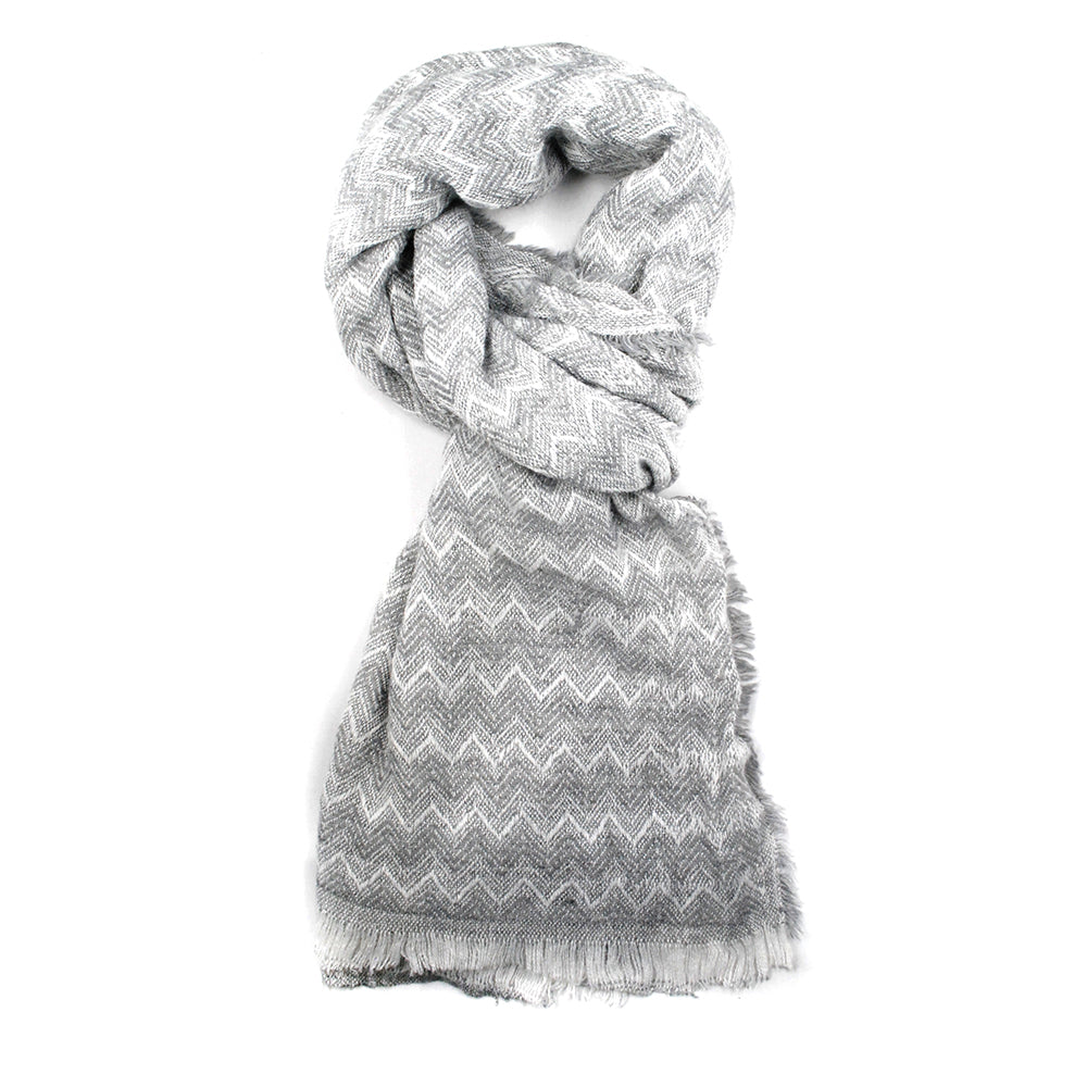 VS861 - Zigzag fringe scarf - Light grey