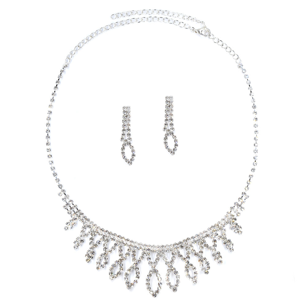 Diamante twist styled necklace and earring set - VST5144