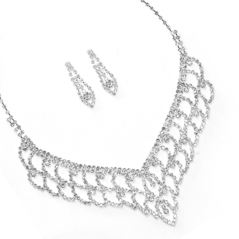 Spider webbed crystal necklace and earring set - VST6481
