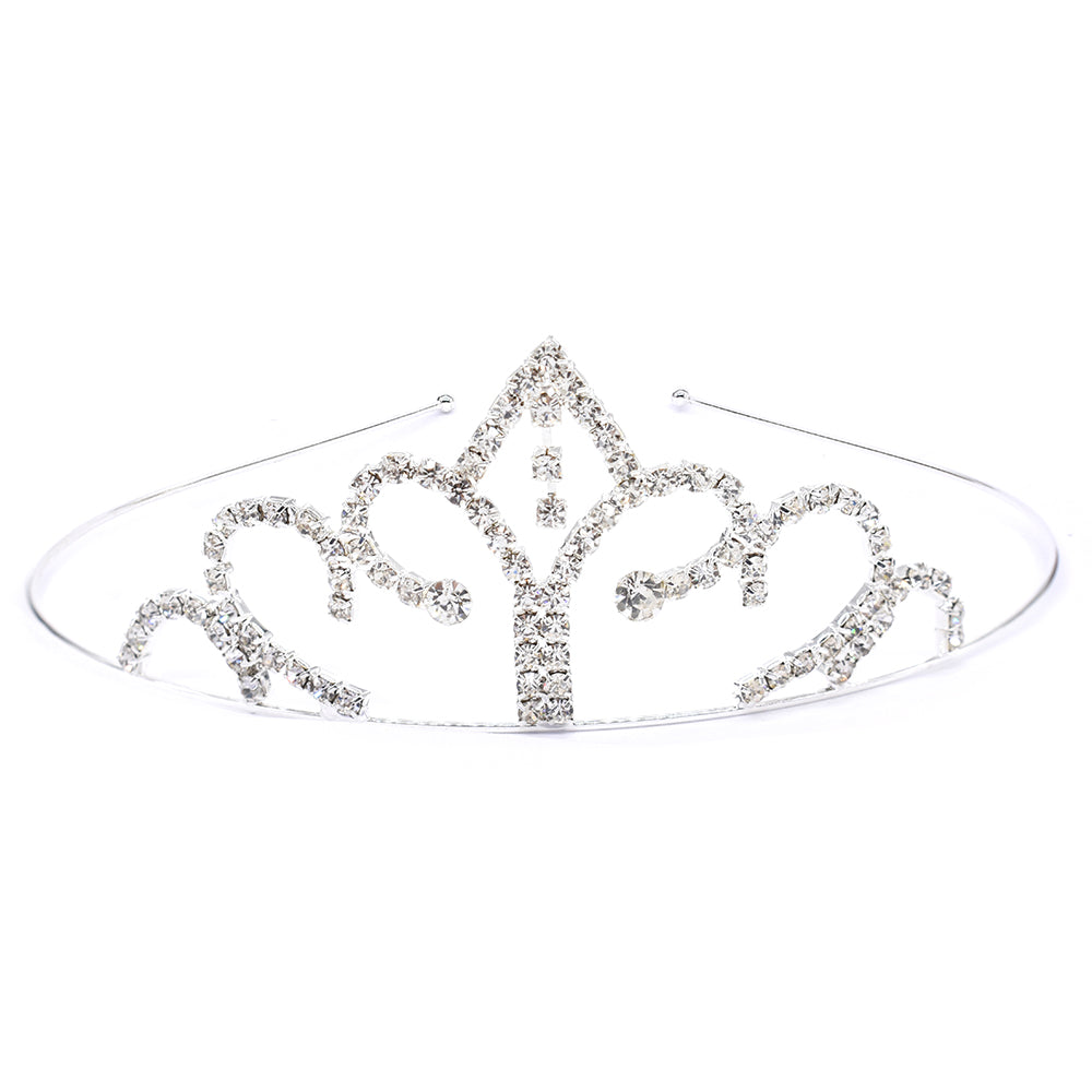 Silver decorative swirl silver tiara - VT2057