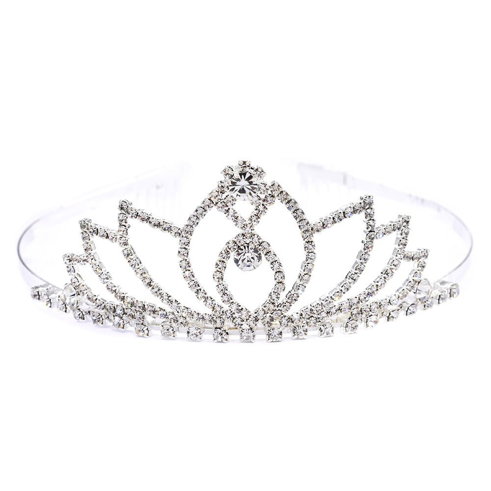 Crystal lotus flower silver tiara - VT2058
